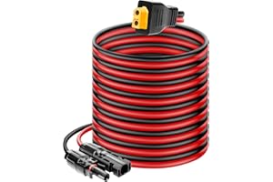 Ansoufien Solar Panel Connector to XT60 Connector Cable 30FT, 10AWG Solar to XT60 Charge Extension Cable XT60 (Plug Female) Cable for RV Folding Solar Panel, Portable Power Station, Solar Generator