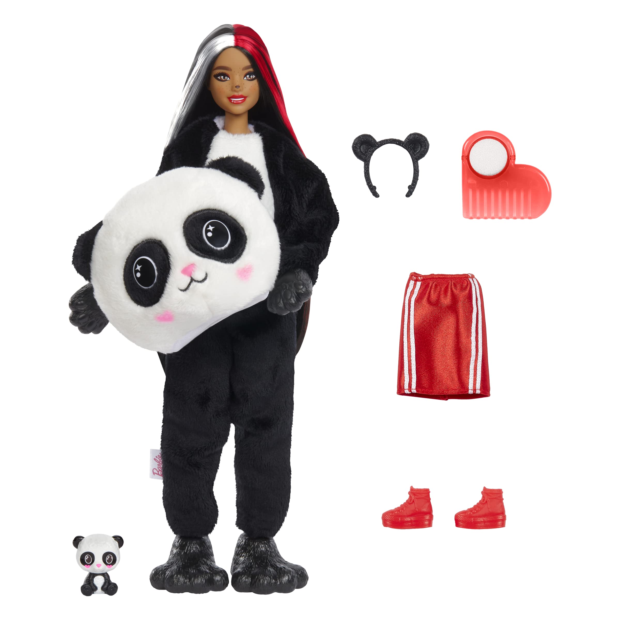 Barbie Cutie Reveal Doll with Panda Plush Costume & 10 Surprises Including Mini Pet & Color Change, Gift for Kids 3 Years & Older