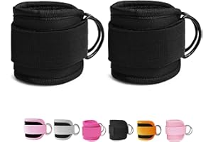Langmeil Fitness Ankle Straps for Cable Machines, 2 Pack Comfortable Adjustable Padded Ankle Wrist Cuffs, Kickback Glute Workouts for Men Women, D-Ring Leg Straps with Neoprene Padding