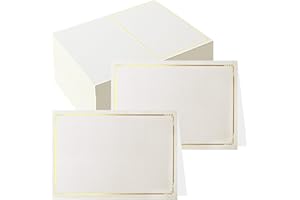 PECULA 70 Pcs Place Cards Blank Fillable Banquet Seat Card with Gold Foil Frame, Place Cards for Table Setting, Escort Cards, Name Cards, Wedding Place Cards for Wedding, Table, Dinner Parties, 2.5" x 3.75"