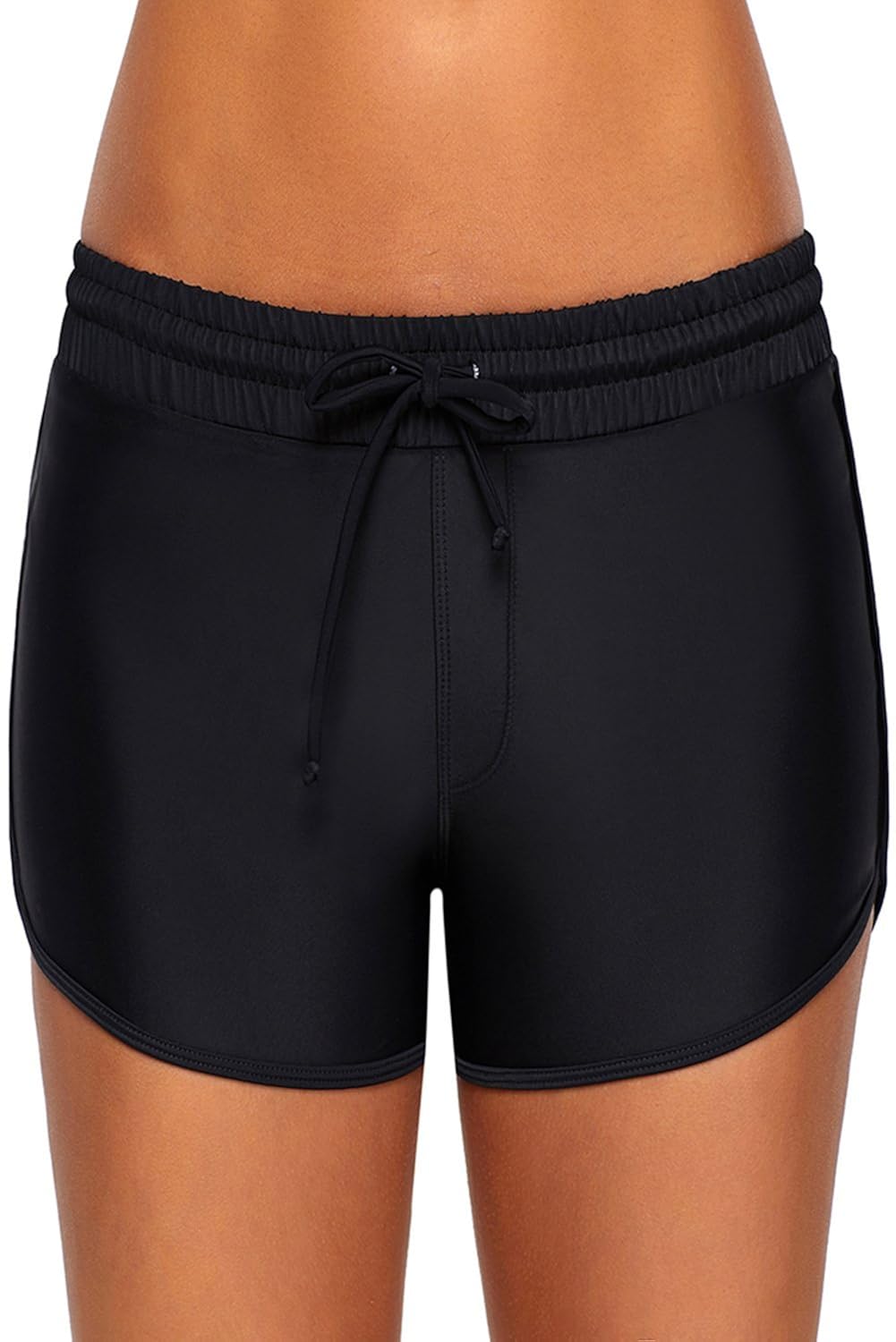 boldgal women's bathing swim waist borad shorts (black)