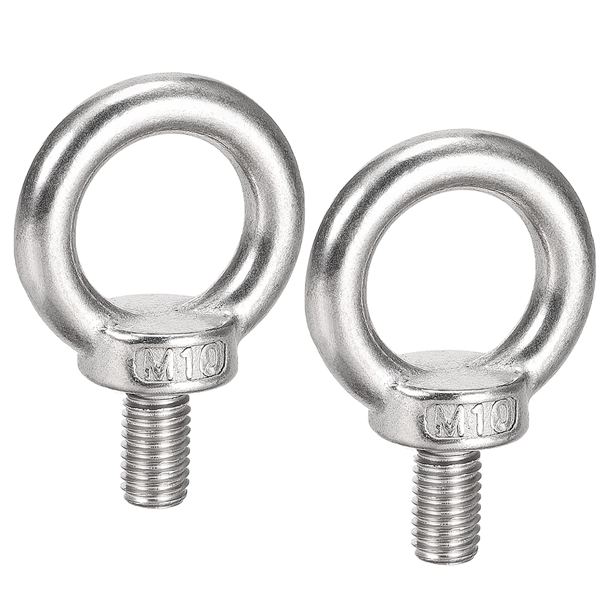 M METERXITY 2 Pcs Machinery Shoulder Lifting Eye Bolt - Chandelier Fence Stainless Steel Lifting Bolt Apply to Wire Rope (M10, Silver Tone)