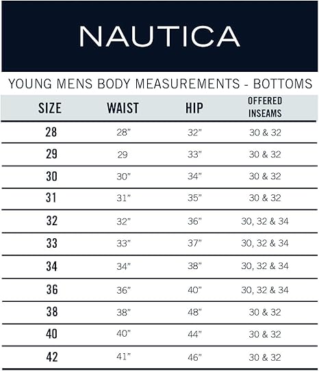 nautica pants size chart