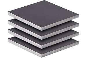 ANNBES HARDWARE 4 Pack Carbon Steel Sheet, 4'' x 4'' Flat Metal Plate, 1/4" Thick Hot Rolled Mild Steel Plate Steel Flat Plate Sheet Weldable Steel Flat Stock Metal Sheet for Cutting, Industrial & DIY Projects