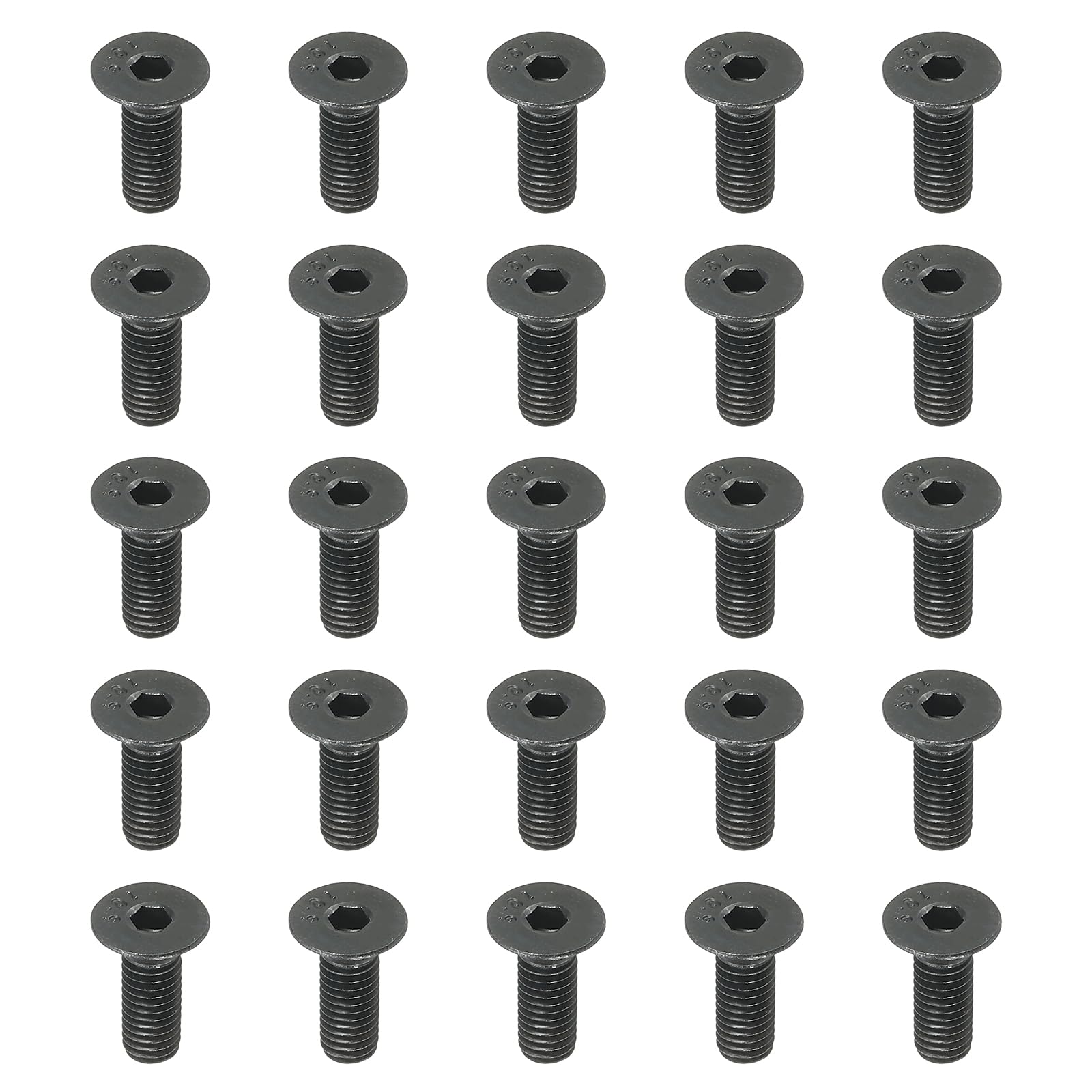 PATIKIL M5 x 12 mm Flat Head Socket Cap Screws, 50 Pack Flat Countersunk Bolts Medium Carbon Steel Hex Socket Drive Machine Screws Full Thread Black Oxide Grade 10.9