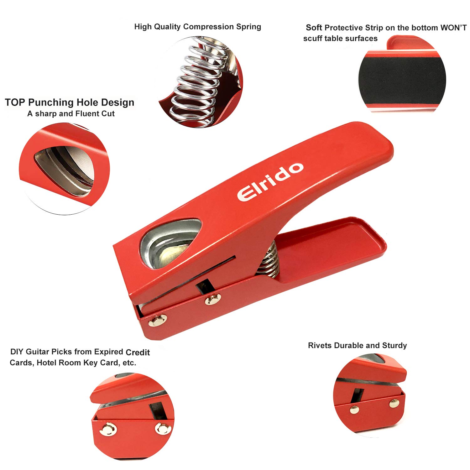 Guitar Pick Cutter Punch DIY Guitar Picks Puncher Perfectly Cut Guitar Pick Maker Punch Every Time Cutter Professional Red by Elrido