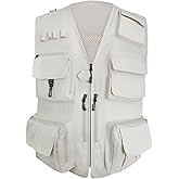 TWENPHYO Mens Lightweight Safari Travel Fishing Photography Outdoor Work Cargo Vest with Pockets