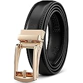 Founders & C Mens Ratchet Belt Leather Click 1 1/4" with Slide Buckle, Casual Dress Belt Adjustable