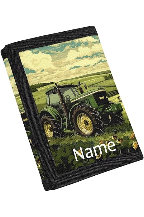 LaserGram Personalized Tractor Bi-Fold Wallet - Faux Leather With Engraving (Rustic Gold)