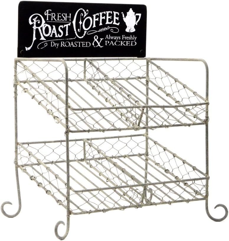 Treasure Gurus Rustic Chicken Wire K-Cup Holder Caddy Coffee Pod Storage Basket