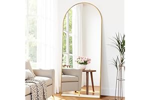 Suidia Arched Full Length Mirror, 59"x19" Floor Mirror Freestanding, Floor Standing Full Body Mirror with Stand for Bedroom, Hanging Mounted for Living Room Cloakroom, Gold