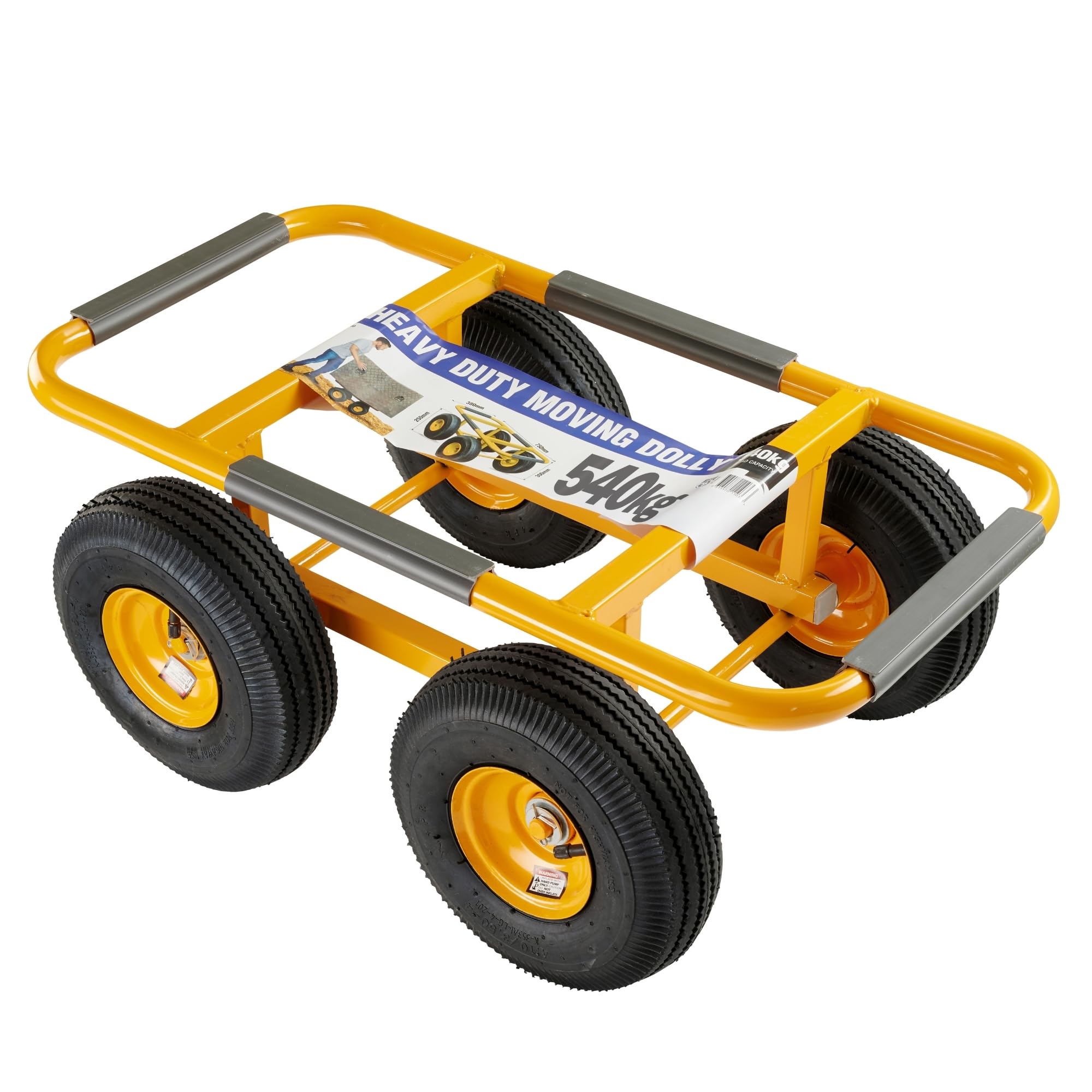 Heavy Duty Dolly Trolley Removal Cart with 25cm Pneumatic Wheels, 540kg Load Capacity, for Moving Bulky Large Furniture, Appliances & Equipment, 75x38cm Platform