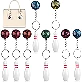 NUOBESTY 8pcs Bowling Pin Keychains Sports Keychains Handbag Charms Purse Bag Charms Sports Party Favors Gifts Red Green Blue Purple