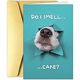 Obbyidk Funny Dog Birthday Cake Card, Cute Birthday Card from Dogs, Humor Dog Peeking Through Card, Do I Smell... Cake?