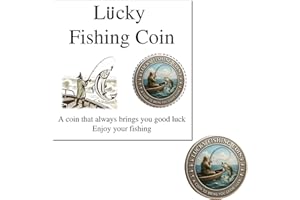 3D Lucky Fishing Coin with Card, Christmas Novelty Gift for Fish Lover Man, Engraved Fisherman Design Luck Token Angler Colle