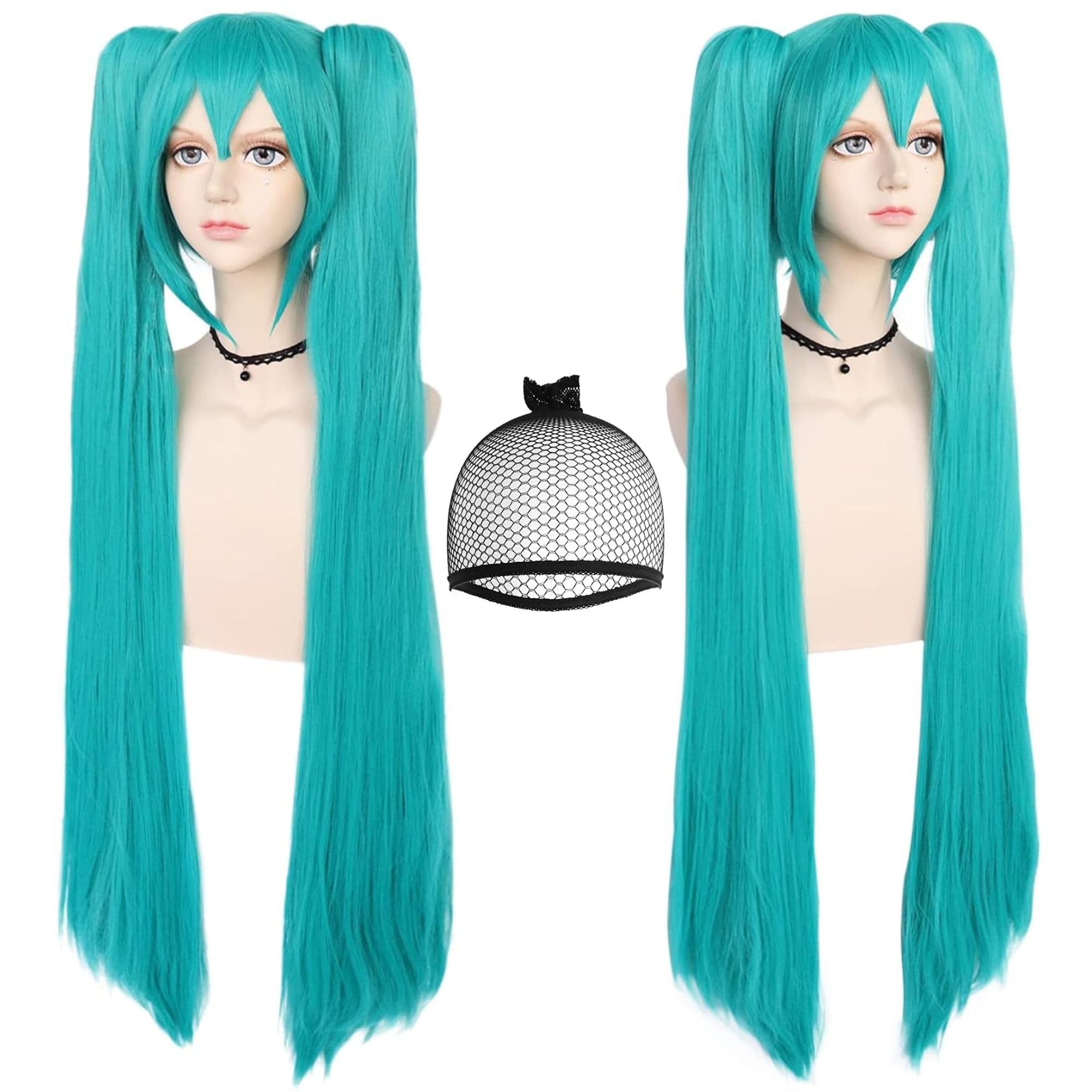 Hair Cap+48inch/120cm Green Wig Cosplay Green Teal wig 