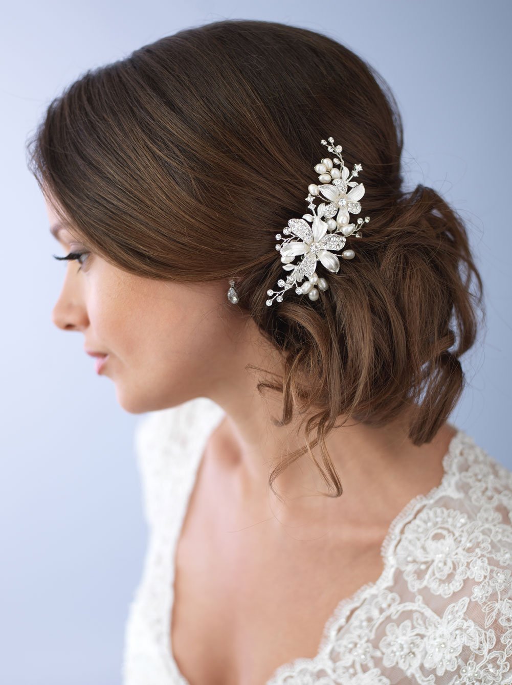 Amazon Com Side Bridal Comb Wedding Hairpiece With Flowers