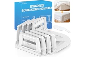INSMART Sheet Holders - Bed Sheet Holder for Corners & Sides, Strong Elastic Sheet Straps & Grippers. Secures Fitted Sheet for Universal Fit Bed, Keep Sheets Tight All Night (Sheet Holders)