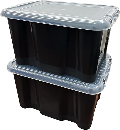 Storm Trading Group 24 Litre Black Storage Box With Clear Lid Stackable (2)