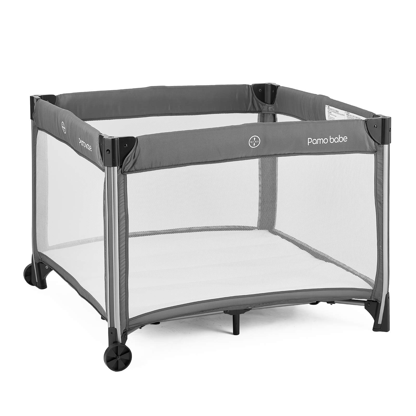 Portable Baby Playard, Sturdy Play Yard with Mattress and Fitted Sheet (Grey)