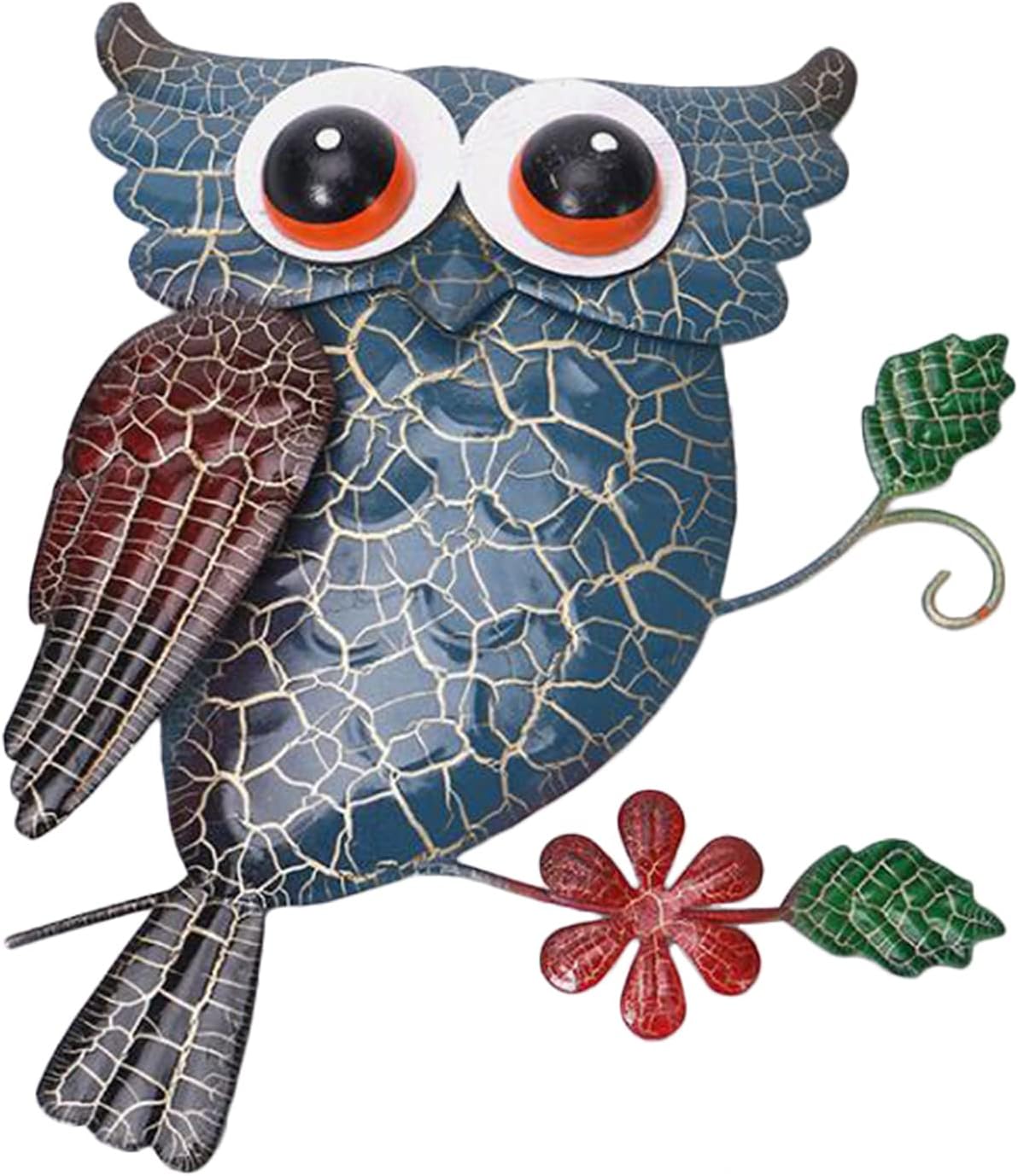 Plcnn Metal Owl Wall Decor Outdoor Hanging Art Blue Owl Sculpture iron Animal Statues for Garden Wall Patio, Home, Fence, Farmhouse, Indoor Gift Set
