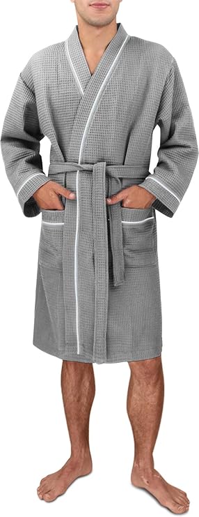 Herren Baumwoll Morgenmantel [Gr. S - 4XL}