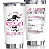 Gifts for Mom, Christmas Gifts from Daughter Son, 20 OZ Tumbler Best Birthday Gifts for Mama Mother-in-Law Wife Mother to Be, Mamasaurus Insulated Cup with Handle New Mom Gift for Wife from Husband