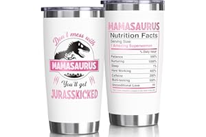 Fimibuke Gifts for Mom from Daughter, Son - 20 OZ Tumbler Mothers Day Gifts Mom Gifts for Mom, Mother-in-Law, Wife, Women - Mamasaurus Insulated Cups Funny Birthday Boxed Presents from Kids Husband