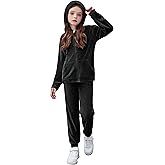 Zaclotre Girls Velour Tracksuits 2 Piece Outfits Zip Up Hoodie and Jogger Sweatpant Sweatsuits Athletic Clothing Sets