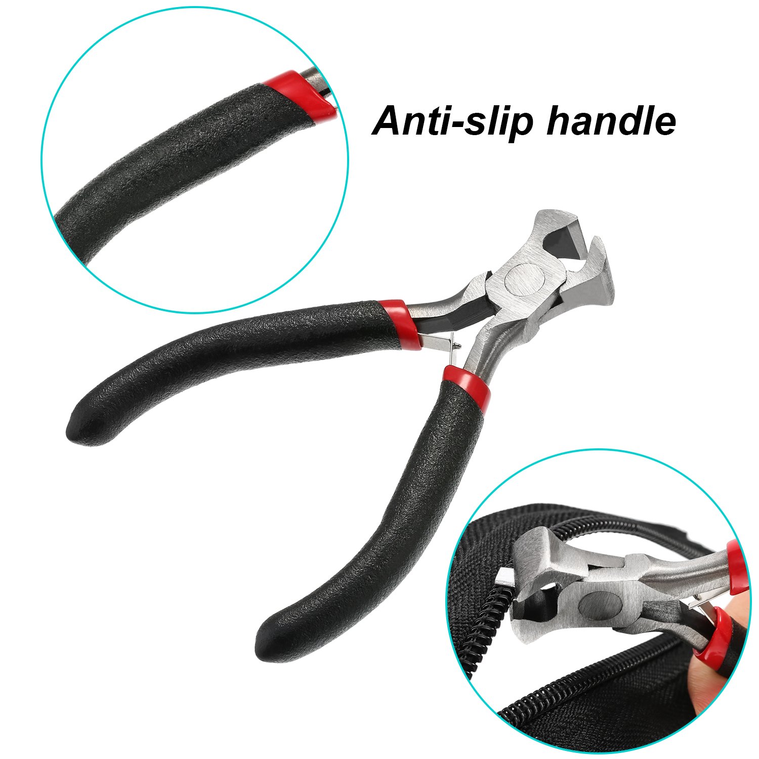 TecUnite 85 Pieces Zipper Repair Kit Zipper Pull Replacement with Instruction Manual and Install Pliers Tool for Sewing Luggage Jackets Coat Jeans, Black and Silver