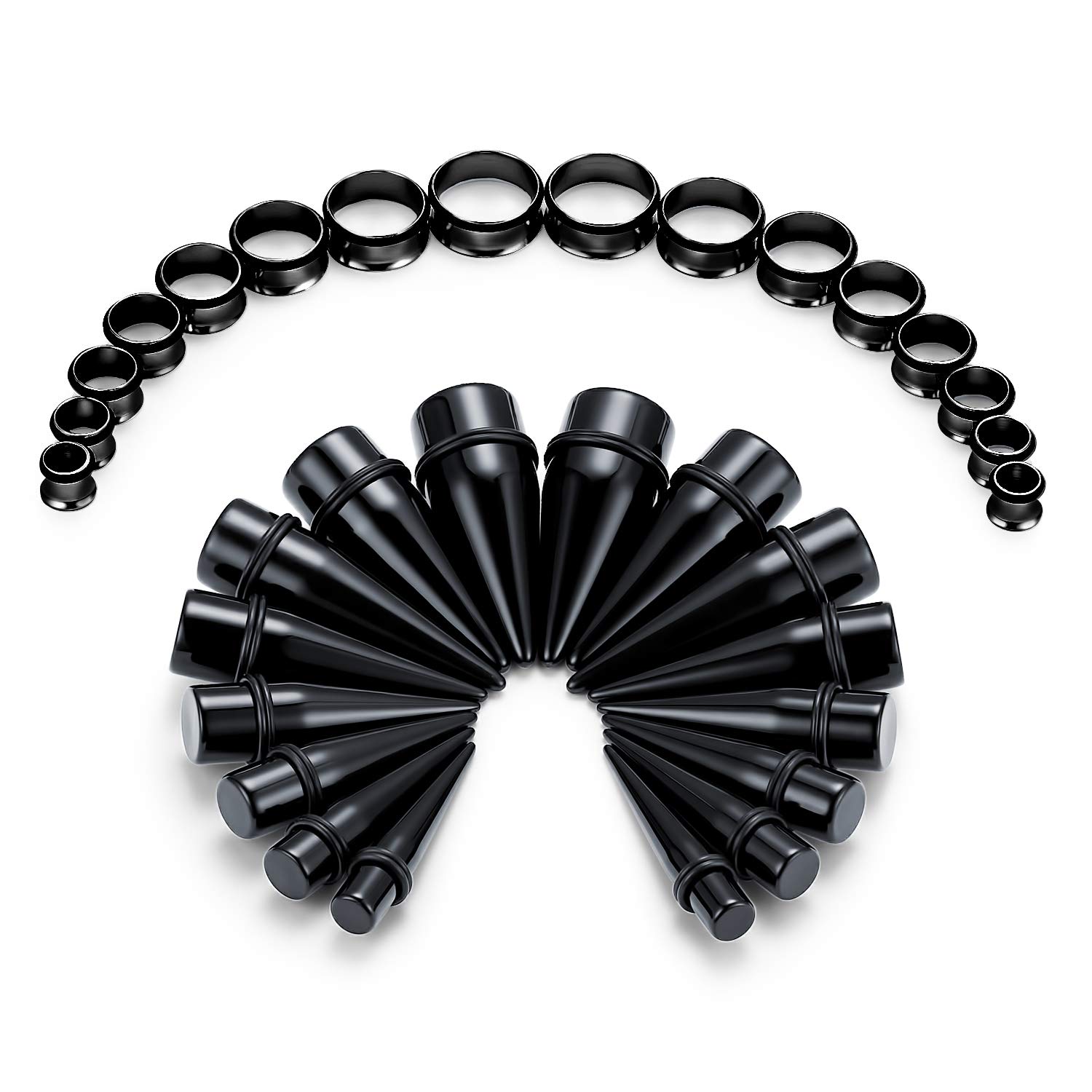 FECTAS 32 Pieces Big Gauges Ear Stretching kit Stainless Steel Acrylic Tapers Plugs Expander Set Piercing Jewellery(6mm-20mm)