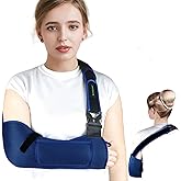 KONSEDIK Arm Shoulder Sling,Breathable Medical Sling with Shoulder Pad,support for Women and Men Rotator Cuff Injury,Left or Right Arm,Elbow,Clavicle Fracture Post-Surgery(Blue, Medium)