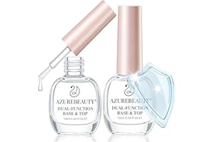 AZUREBEAUTY 2-in-One Clear Base & Top Coat Nail Polish Strengthener Set – Quick Dry, High Shine, Long Lasting, Air Dry, 2 Bottles 10ml, Gentle Formula, Natural Ingredients, Salon Quality