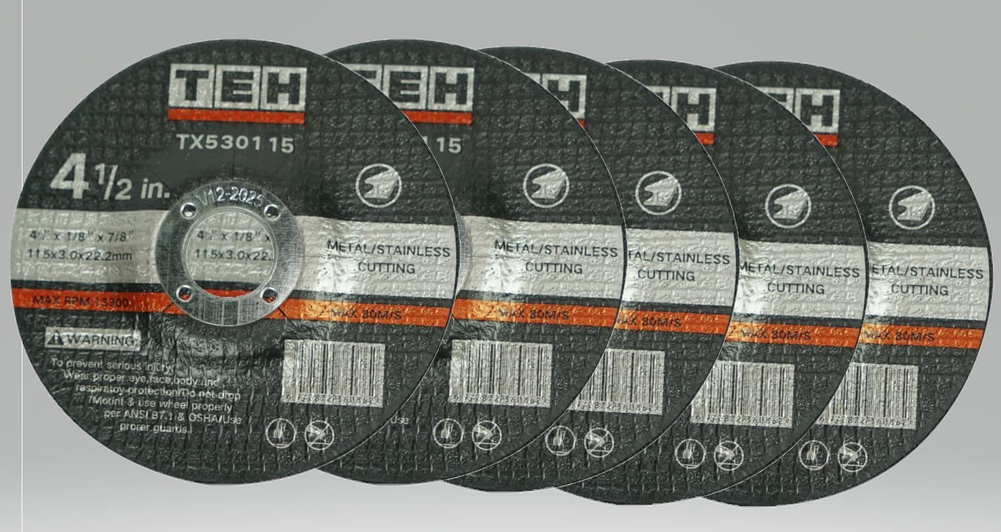 115mm Metal Cutting Discs Steel for Angle Grinders 115mm x 3mm x 22.2mm (5 Pack)