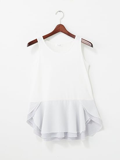 Amazon テチチテラス Te Chichi Terrasse 裾シフォンタンクトップ オフ M Tシャツ カットソー 通販
