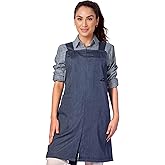 Under NY Sky Cross Back Apron - 3 Pockets, Loop, Split-Leg, UV Protection Fabric, Crossover Style Smock (Blue)