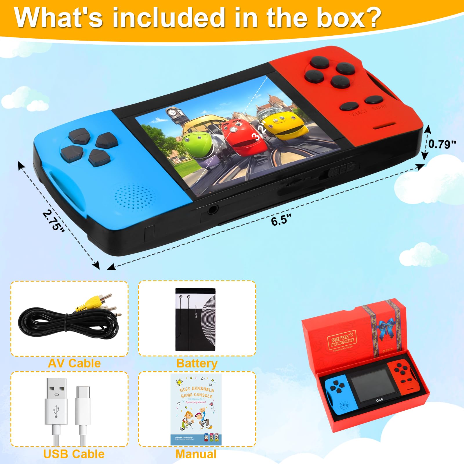 Handheld Games for Kids with Built-in 100+ Classic Retro Games, 3.2