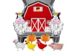MGahyi Halloween Farm Theme Trunk or Treat Decorations for Cars Red Barn Door Backdrop with Animal Pumpkin Balloon for Halloween Archway Garage Decorations (Farm Style)