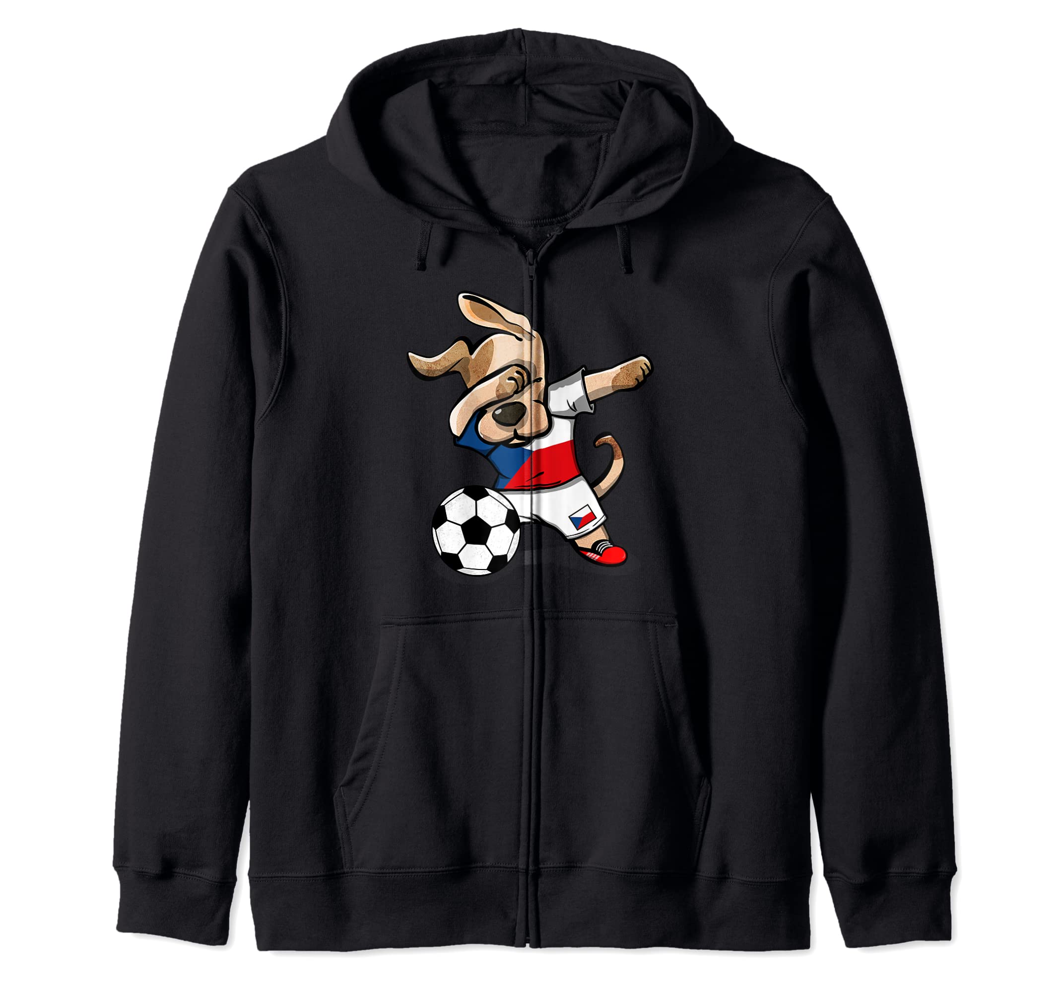 Dabbing Dog Czech Republic Soccer Fans Jersey Czech Football Zip Hoodie