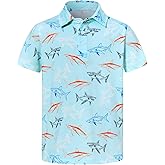 Cuddomper Boys Performance Polo Shirt Short Sleeve Golf Clothes for Active Casual Size 5-14