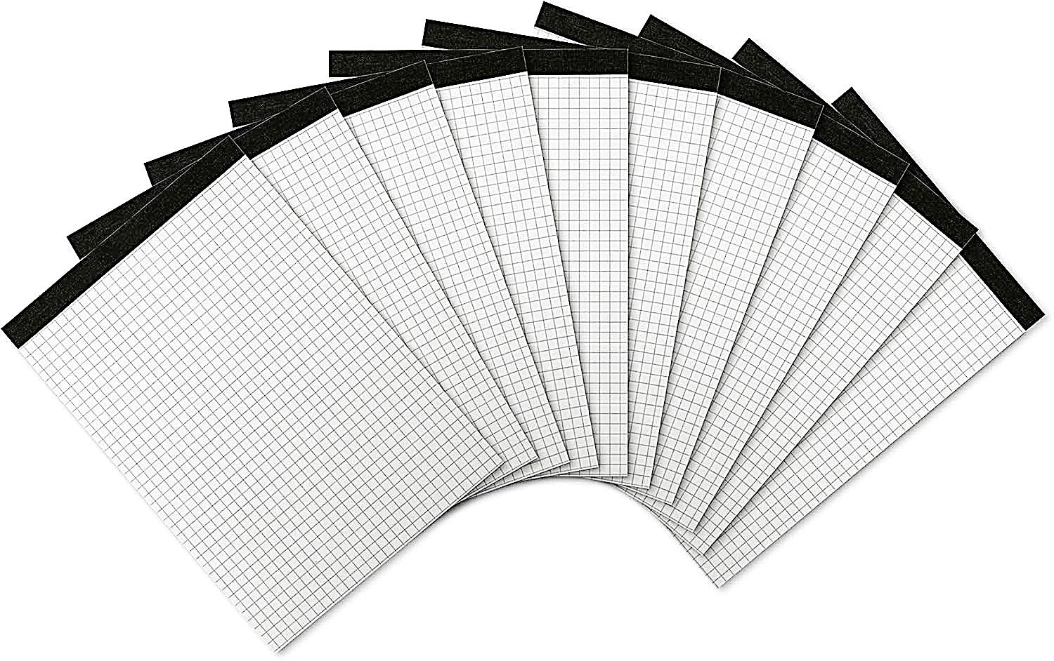 Landre 100050636 Notepad Without Cover DIN A5 (50 Sheets of 60 g/m² Squared, Fine Wood-Free Note Paper, Grey Spine-Lined, Perforated) Pack of 10