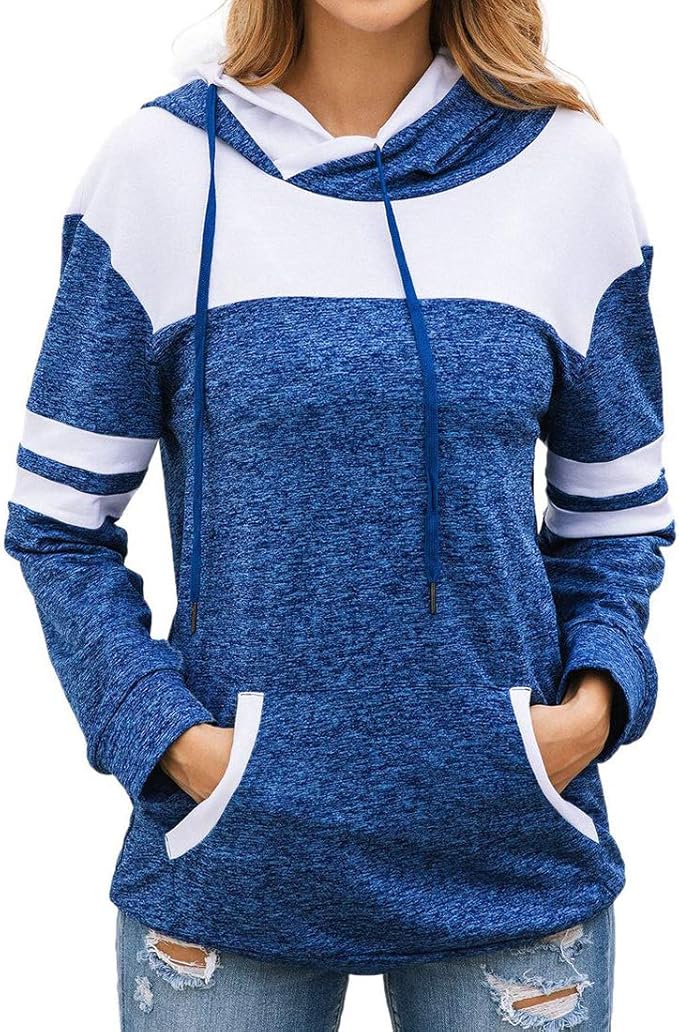 Sweatshirt Damen Hoodie Damen Elegant Spleißen Mode Kängurutasche Damen