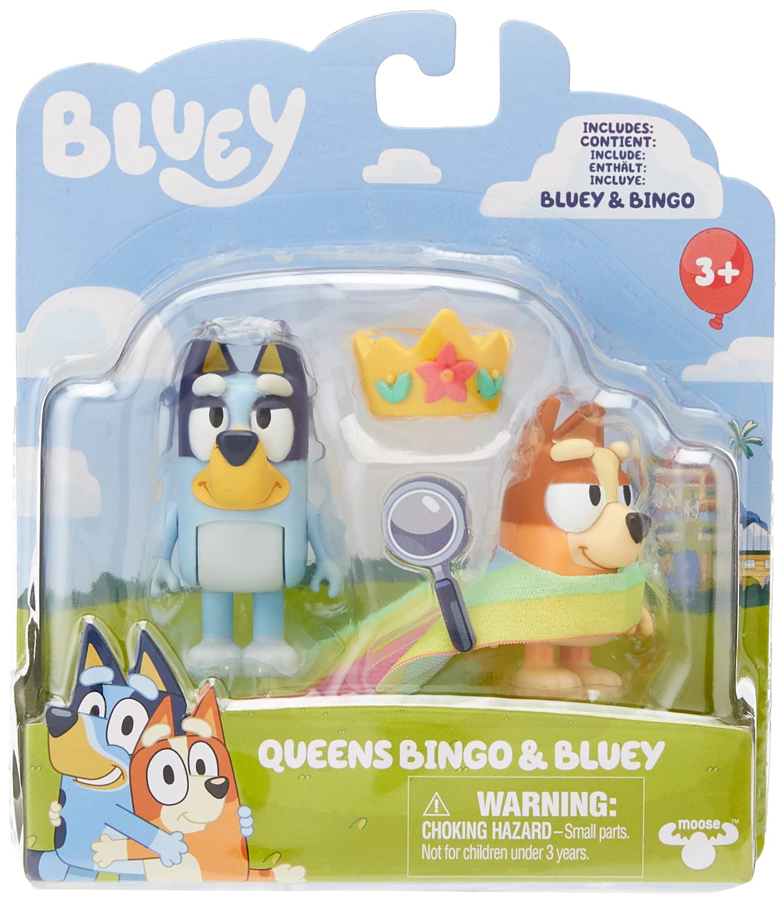 Bluey Queens Official Collectable Character 2 Figure Set Featuring And Bingo With Queen Rainbow Cape And Crown Accessories