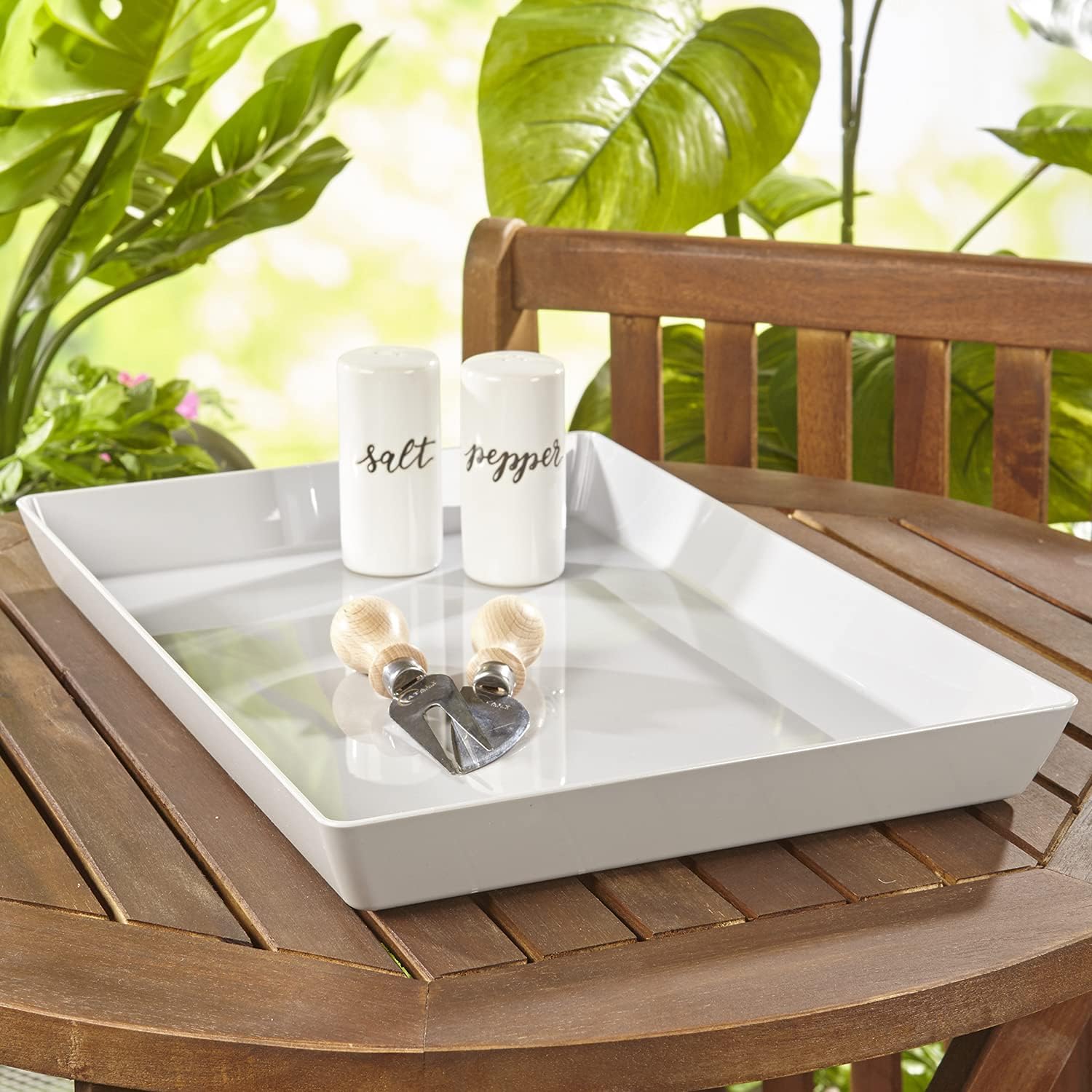 Avant 15" x 10" Plastic Serving Tray | Set of 3 Light Grey: Kitchen & Dining