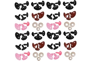 NIYANGLE 150pcs Safety Nose for DIY Crochet Dolls with Washers Plastic Stuffed Animal in Black Brown Pink