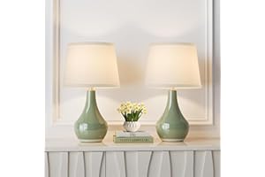 Fenmzee Bedside Table Lamps Set of 2 - Sage Green Ceramic Modern Lamps, Classic Nightstand Lamp for Bedroom, Living Room and 
