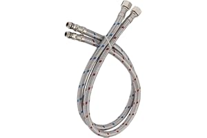Bathfinesse 32-Inch Long Bathroom Kitchen Faucet Connector Braided Stainless Steel Faucet Supply Lines 3/8-Inch Female Compression Thread x M10 Male Connector, x 2 Pcs (1 Pair)