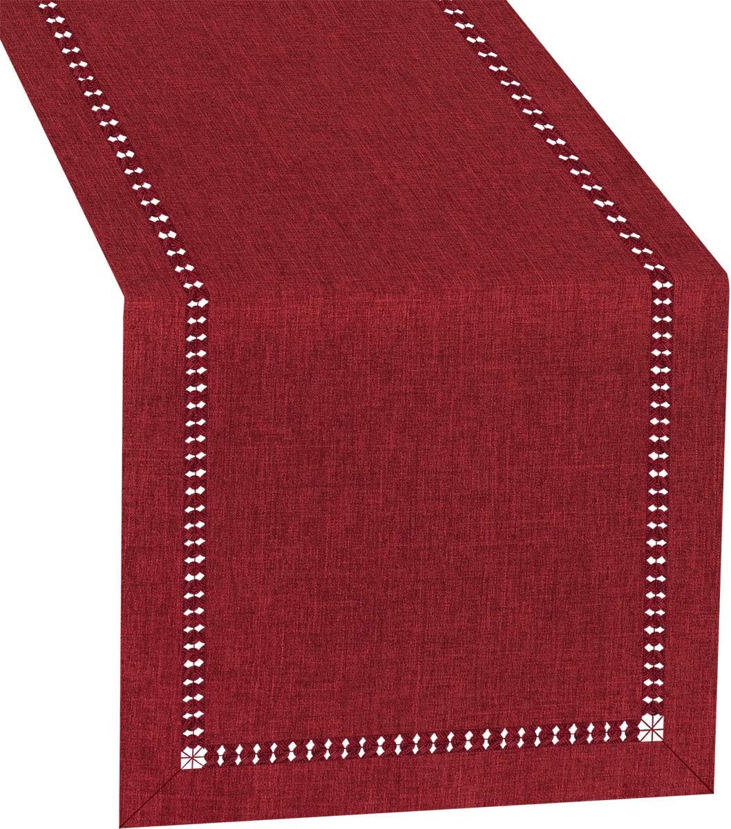 Grelucgo Small Handmade Hemstitched Polyester Rectangle Table Runners Dresser Scarves, Cranberry 14x36 inch: Kitchen & Dining