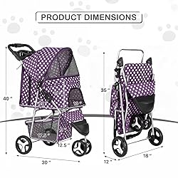MoNiBloom 3 Wheels Pet Dog Cat Stroller for Small