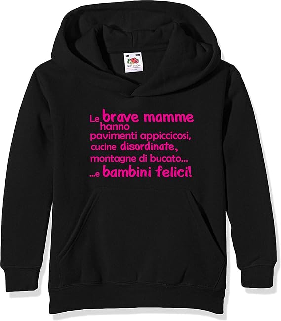 Settantallora Felpa Con Cappuccio Bambino J158 Frase Spiritosa Per Brave Mamme E Bimbi Felici Amazon It Abbigliamento